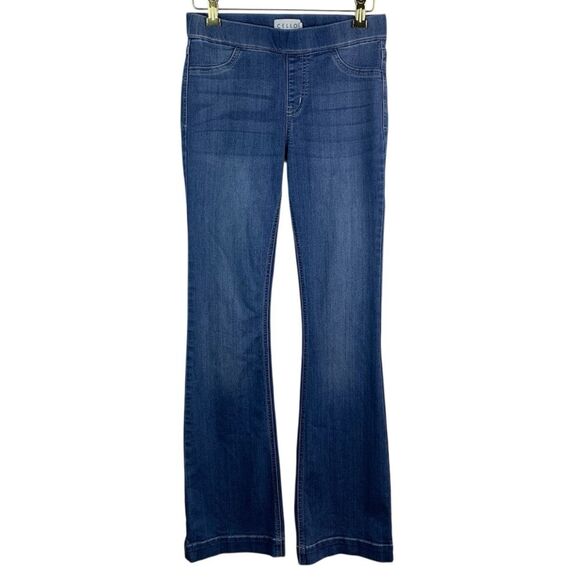 Cello Jeans Women's Blue Mid Rise Easy Flare Pull On Jegging Pants Size Small - Picture 1 of 9
